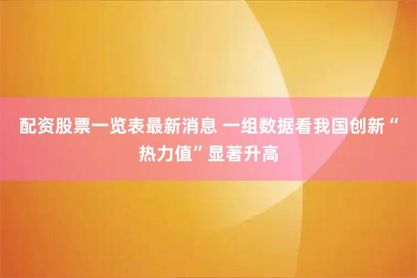 配资股票一览表最新消息 一组数据看我国创新“热力值”显著升高
